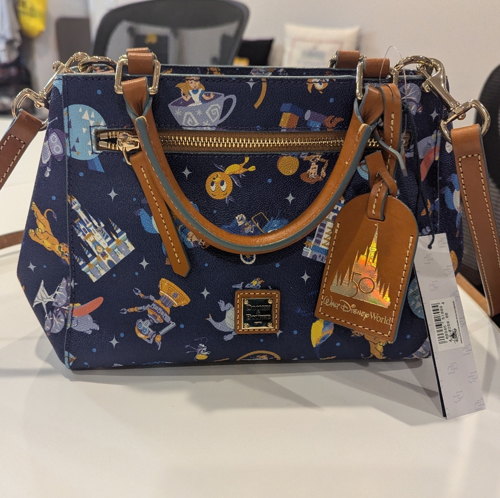 Disney Parks Dooney & Bourke WDW 50th Anniversary Park Icons Satchel **NWT